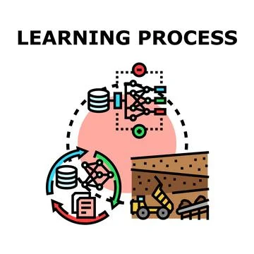 Learning process involving data neural networks and application concept Stock Illustration