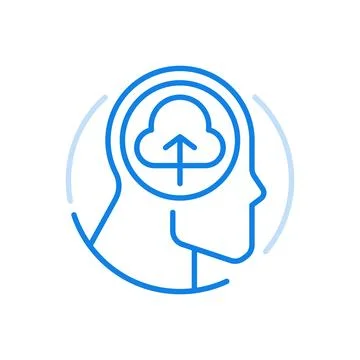 Learning process thinking vector line icon. Procedure for intelligence proc.. Illustrazione stock