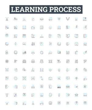 Learning process vector line icons set. Knowledge, Education, Instruction 스톡 일러스트