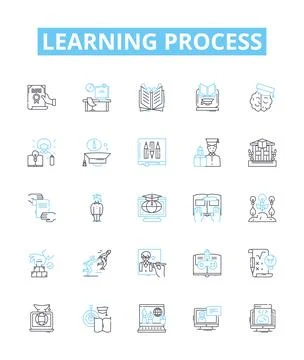 Learning process vector line icons set. Knowledge, Education, Instruction 스톡 일러스트
