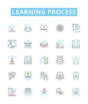 Learning process vector line icons set. Knowledge, Education, Instruction Stock Illustration