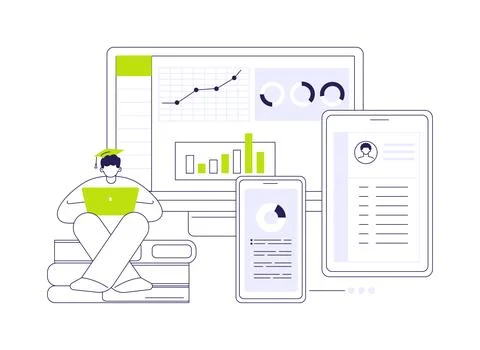 Learning progress abstract concept vector illustration. Illustrazione stock