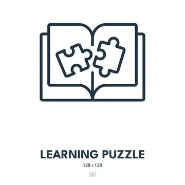 Learning Puzzle Icon. Jigsaw, Riddle, Logic. Editable Stroke Stock Illustration