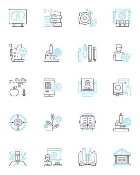 Learning quality linear icons set. Excellence, Progress, Mastery, Rigor, Success Illustrazione stock