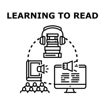 Learning to read and develop literacy skills イラスト素材