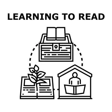 Learning to read skill development and knowledge growth Stock Illustration