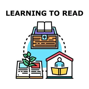 Learning to read skill development and knowledge growth Stockillustratie