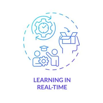 Learning in real time blue gradient concept icon Stockillustratie