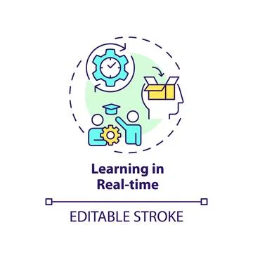 Learning in real time multi color concept icon Stock Illustration