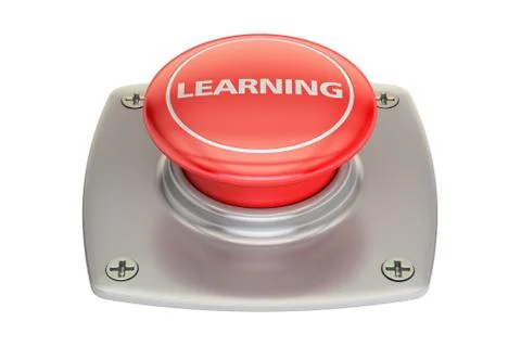 Learning Red button, 3D rendering Stock Illustration