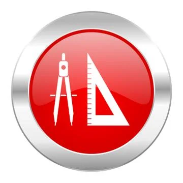 Learning red circle chrome web icon isolated. Stock Illustration
