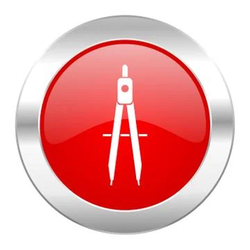 Learning red circle chrome web icon isolated. 스톡 일러스트