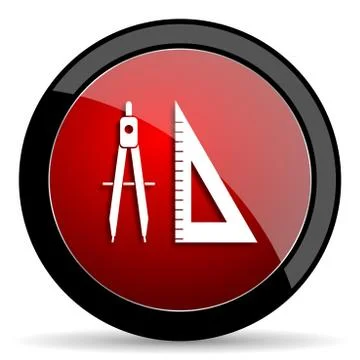 Learning red circle glossy web icon on white background - set440 Stock Illustration