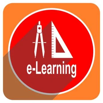 Learning red flat icon isolated. Stock Illustration