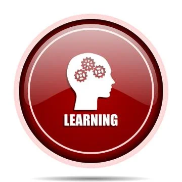 Learning red glossy round web icon. Circle isolated internet button for webde Stockillustratie