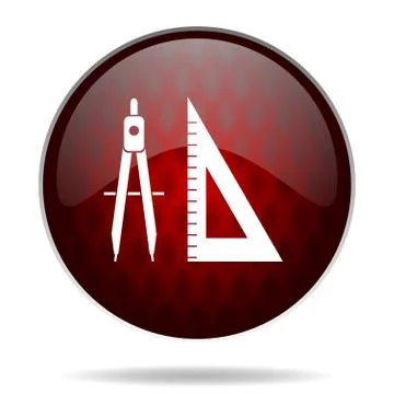 Learning red glossy web icon on white background. Stock Illustration