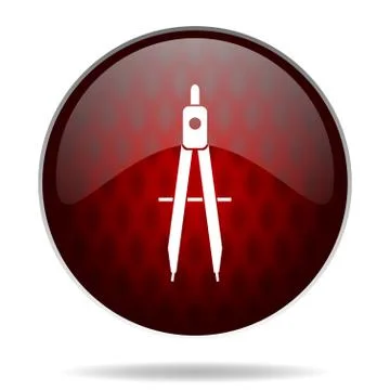 Learning red glossy web icon on white background. 스톡 일러스트