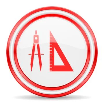 Learning red white glossy web icon Stock Illustration