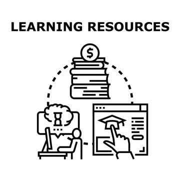 Learning resources concept accessing digital education courses Stock Illustration
