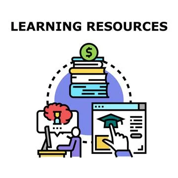 Learning resources concept accessing digital education courses Stock Illustration