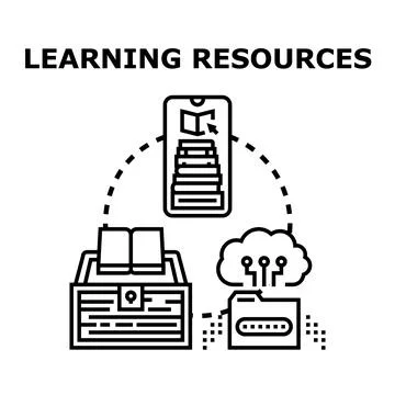 Learning resources concept showing digital education and knowledge access Illustrazione stock
