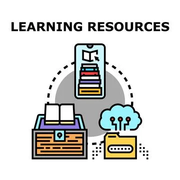 Learning resources concept showing digital education and knowledge access Stock Illustration