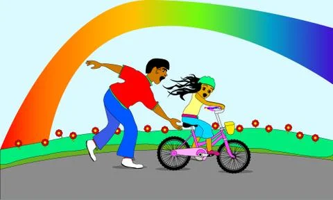 Learning to ride a bike Иллюстрация