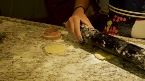 Learning rolling out cookies dough Stock Footage 168388849