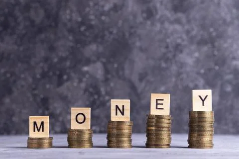 Learning to save money step by step Foto stock