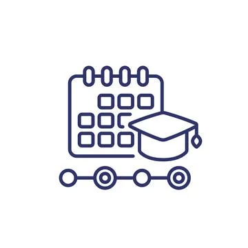Learning schedule, study plan line icon 스톡 일러스트