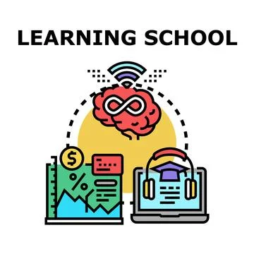Learning school concept developing knowledge and education online Stock Illustration