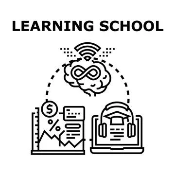Learning school concept developing knowledge and education online Stock Illustration