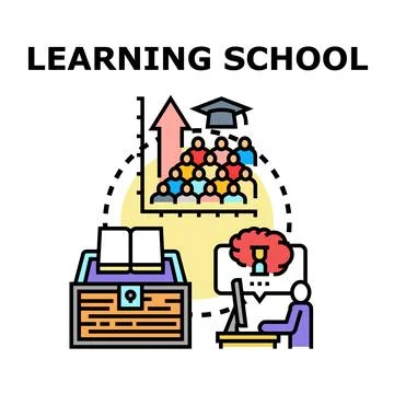 Learning school concept vector illustrating education process Stock Illustration