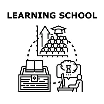 Learning school concept vector illustrating education process Stock Illustration