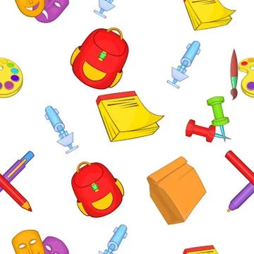 Learning in school pattern, cartoon style 스톡 일러스트