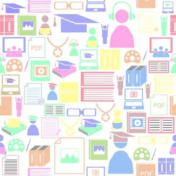 Learning seamless pattern background icon. 库存插图