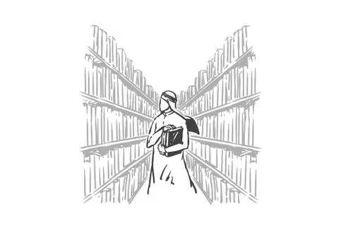 Learning, self-education concept sketch. Hand drawn isolated vector Stock Illustration