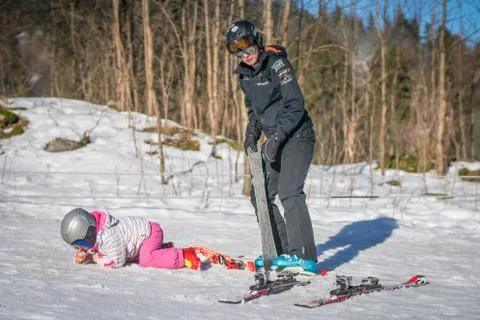 Learning to ski Stock Photos