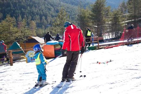Learning skiing 스톡 사진
