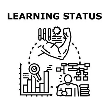 Learning status developing, knowledge increasing, skills improving process Stock Illustration