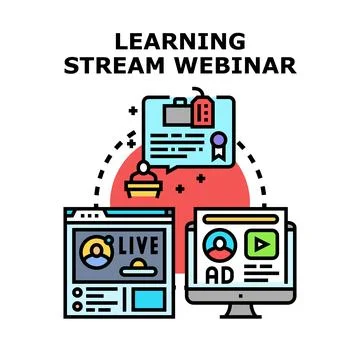 Learning stream webinar online course remote education Stock Illustration