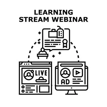 Learning stream webinar online course remote education Stock Illustration