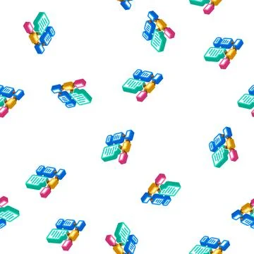Learning structure isometric icon seamless pattern 库存插图