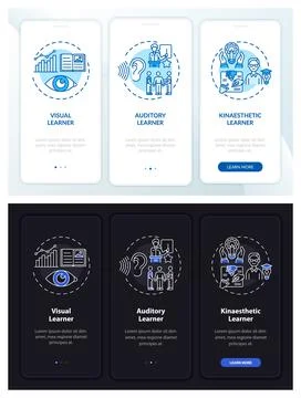 Learning styles onboarding mobile app page screen with concepts Stockillustratie