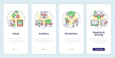 Learning styles onboarding mobile app screen イラスト素材