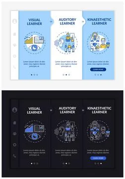 Learning styles onboarding vector template 库存插图