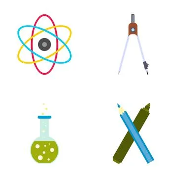 Learning subjects with science and education tools icons Stock Illustration