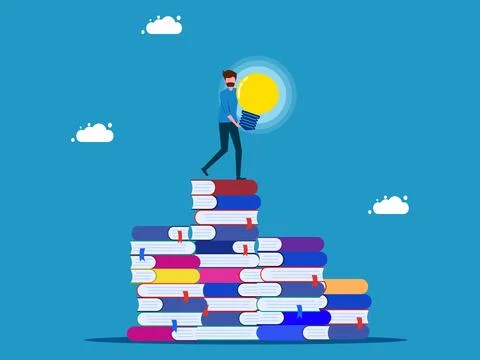Learning to success. man with stack of books Stock Illustration