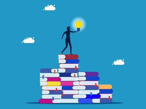 Learning to success. man with stack of books Stock Illustration