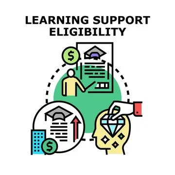 Learning support eligibility for educational achievement and funding イラスト素材